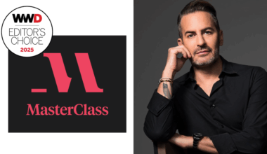 masterclass logo with editor's choice label on it; marc jacobs posing for his masterclass course promo
