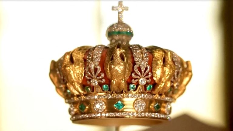 A crown worn by French Empress Eugenie, which was dropped during the heist. Pic: Reuters