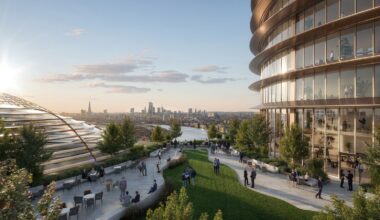 An artist's impression of the tower's lower roof deck, looking out to central London. Pic: JPMorgan Chase