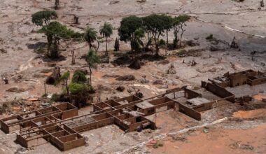 A school covered in mud after the 2015 Fundao dam collapse in Mariana, Brazil. Pic: Reuters