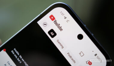 A close-up of the YouTube app running on an Android phone.
