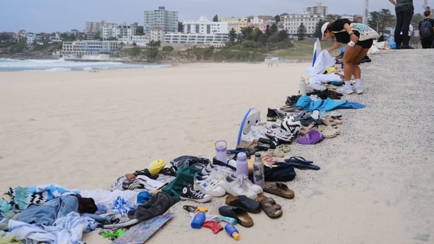 Personal belongings left at the scene of a shooting at Bondi Beach.