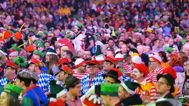 A general view of fans in fancy dress