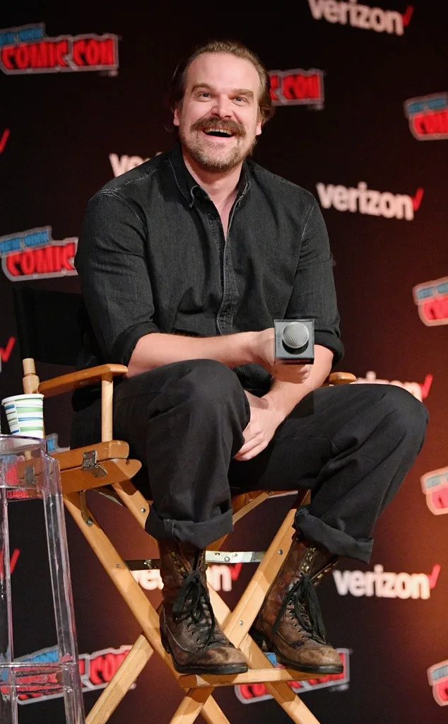 <p>11. In early 2018, <strong>David Harbour</strong> went viral after<a href="https://www.eonline.com/news/906206/stranger-things-david-harbour-hijacks-student-s-senior-photos" rel="nofollow noopener" target="_blank" data-ylk="slk:he fulfilled a fan's request to take her senior portraits;elm:context_link;itc:0;sec:content-canvas" class="link "> he fulfilled a fan's request to take her senior portraits</a> with her after. She tweeted, "How many retweets for you take my senior photos with me," to which he replied, "25k. And I get to wear the school sweatshirt and hold a trombone." The actor held true to his word.</p> <p>As he wrote on Instagram at the time. "Voted most likely to hijack someone's high school senior photos 24 years later."</p>