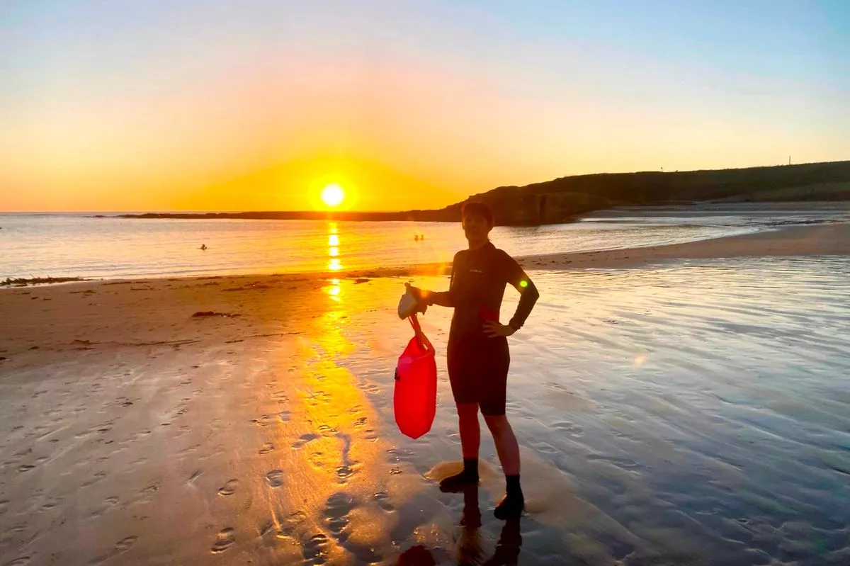 Coreena after a perfect December swim
