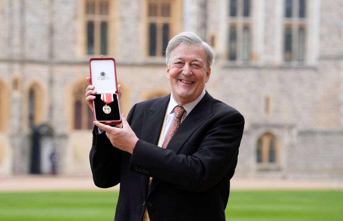 Sir Stephen Fry after being made a Knight Bachelor at an Investiture ceremony at Windsor Castle, Berkshire. Picture date: Tuesday March 25, 2025.
