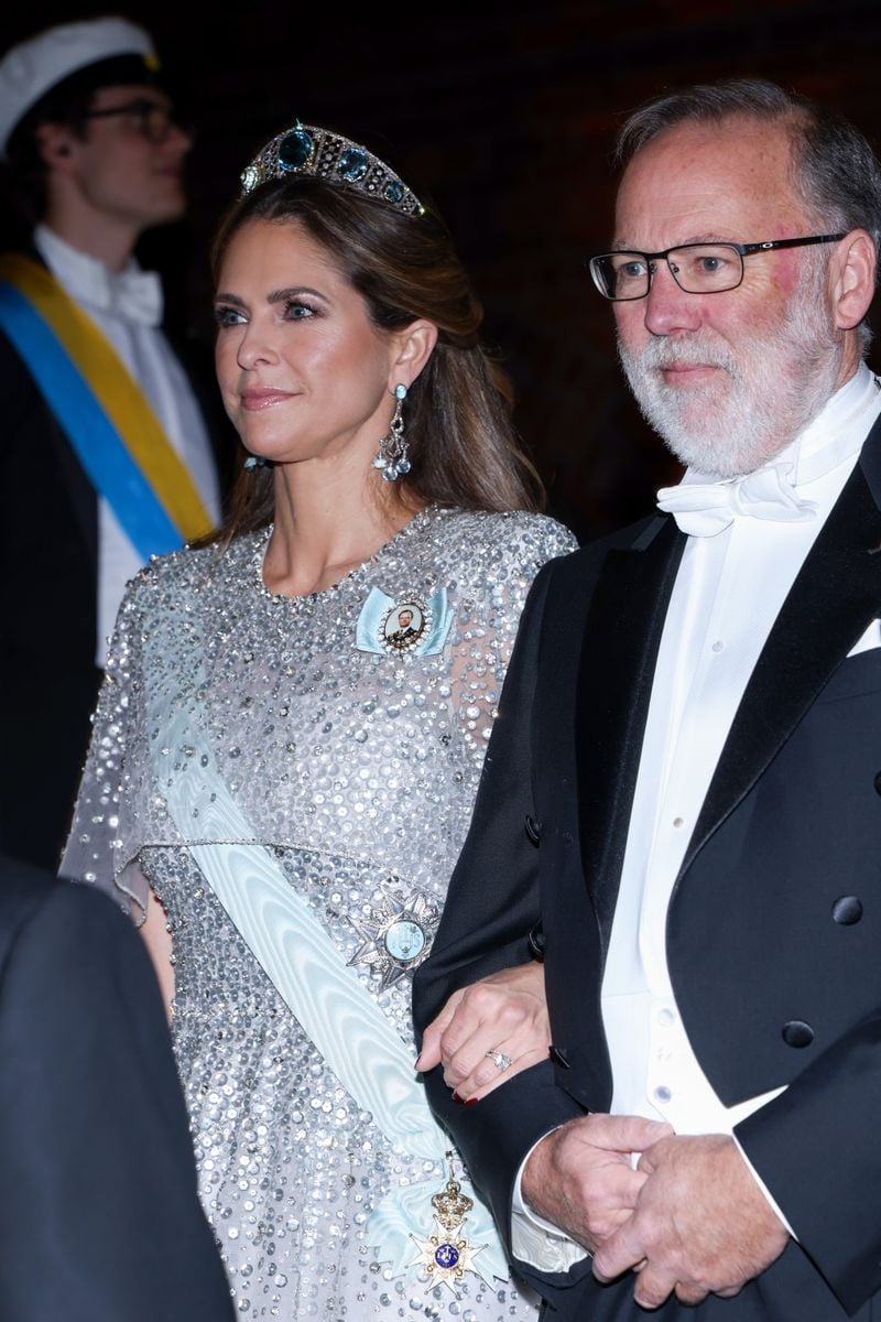 Princess Madeleine of Sweden, Duchess of HÃ¤lsingland and GÃ¤strikland and Fred Ramsdell arrive at the Nobel Prize Banquet 2025 at Stockholm City Hall on December 10, 2025 in Stockholm, Sweden. (Photo by Pascal Le Segretain/Getty Images)