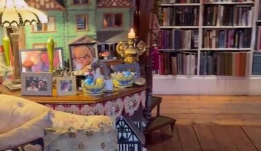 Richard E Grant shows off his vast collection of trinkets at his west London home after filling the Georgian property with career nik-naks and photos of his late wife Joan