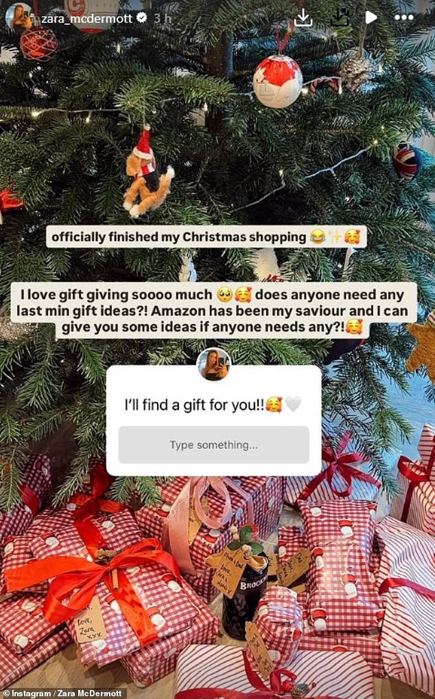 In a post on Instagram Stories, Zara showed her neatly-wrapped presents under the Christmas tree, and some of them were signed by both herself and Louis
