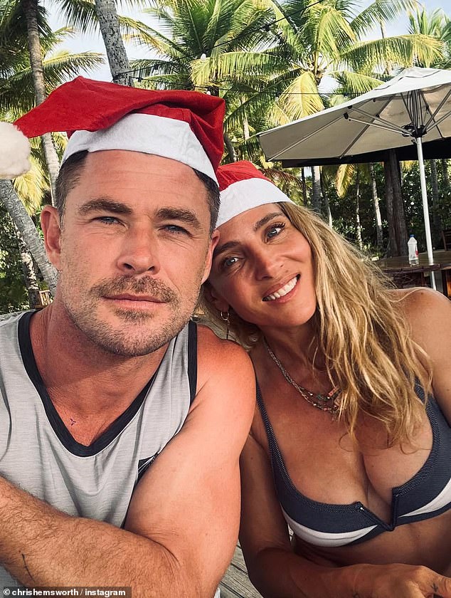Australian celebrities rolled out the tinsel, the glamour and the heartwarming family moments on Christmas Day. (Pictured: Chris Hemsworth and wife Elsa Pataky)