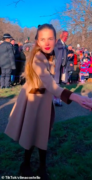 Princess Charlotte shakes hands with royal fans at Sandringham