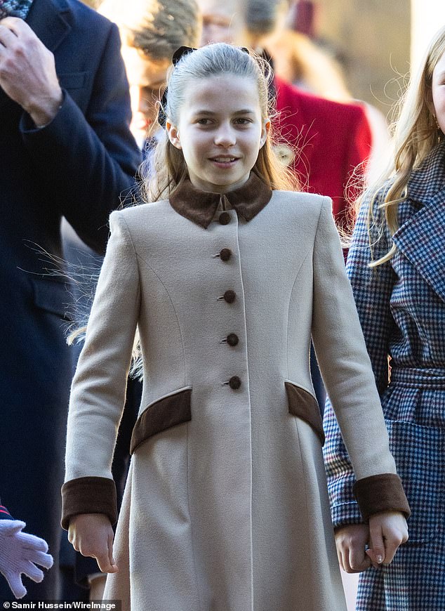 Princess Charlotte of Wales attending the Christmas Morning Service yesterday in Sandringham