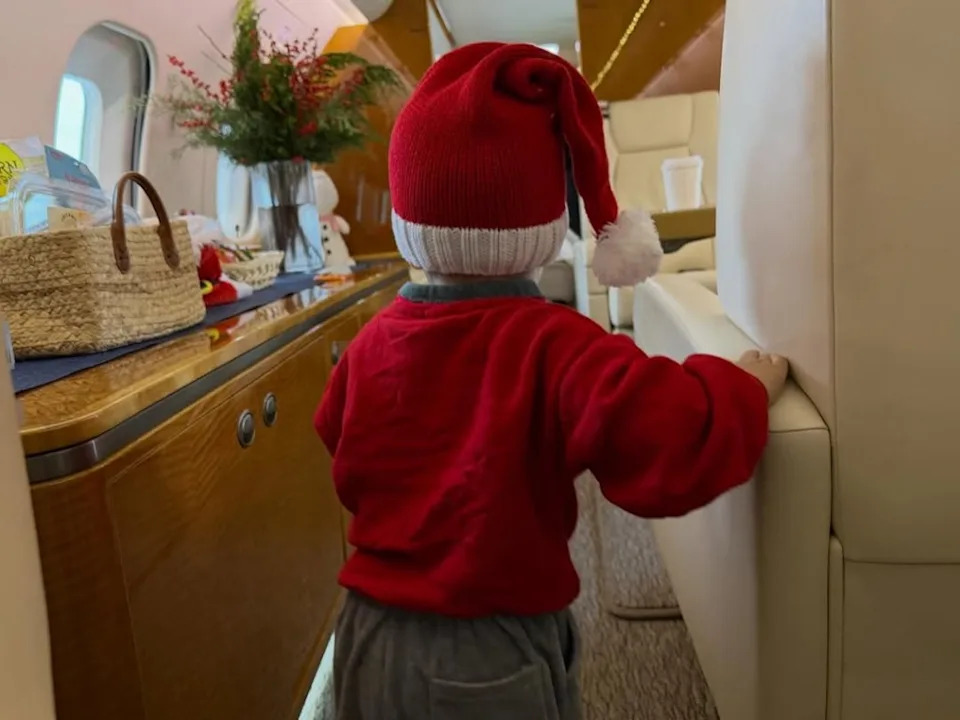 Jack, 16 months, wandered around a private plane. Instagram/Justin Bieber