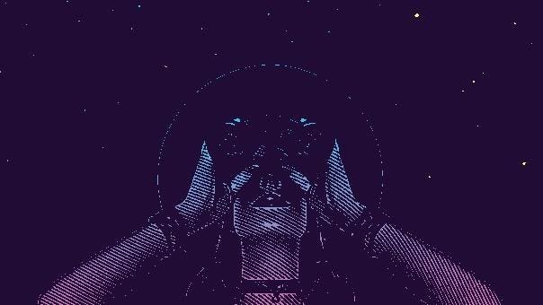 Young hipster woman with binoculars and stars