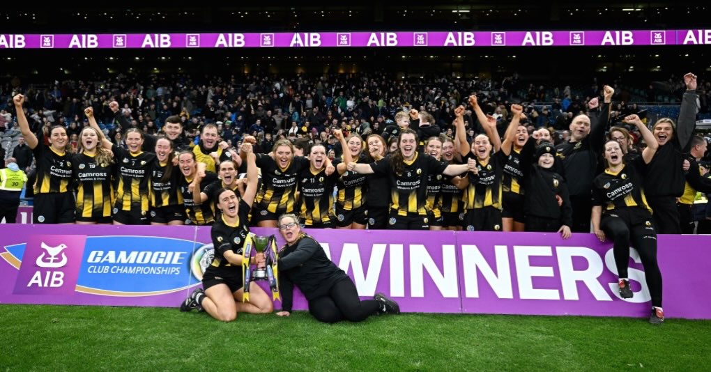 Camogie: Kirsten Keenan, Mairead Burke and Donnagh Mortimer react to All-Ireland success