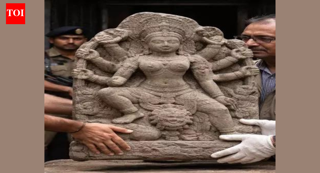 Jammu and Kashmir: Fisherman recovers stone sculpture of goddess from Jhelum | India News