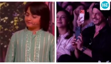 Shah Rukh Khan can't stop beaming with pride as son AbRam performs on stage. Watch