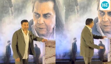Sunny Deol gets emotional at Ikkis screening as he poses with dad Dharmendra's poster. Watch
