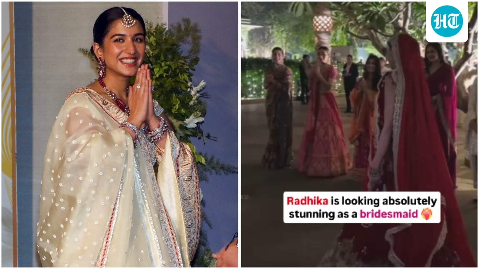 Radhika Ambani stuns in a gorgeous embellished bronze saree as the bridesmaid at her friend's wedding | Watch