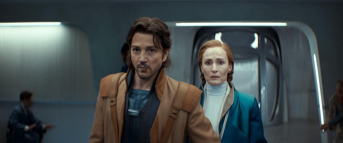 Diego Luna and Genevieve O'Reilly in "Andor."