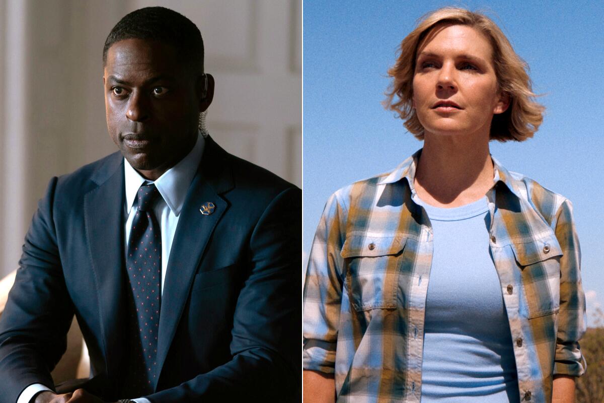 Sterling K. Brown in "Paradise," and Rhea Seehorn in "Pluribus."