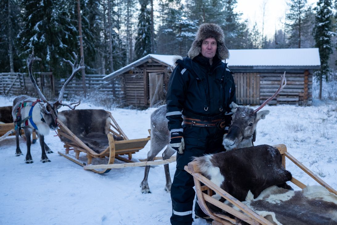 Juha Kujala, a fifth-generation reindeer herder, on his farm in Kuusamo, Finland.