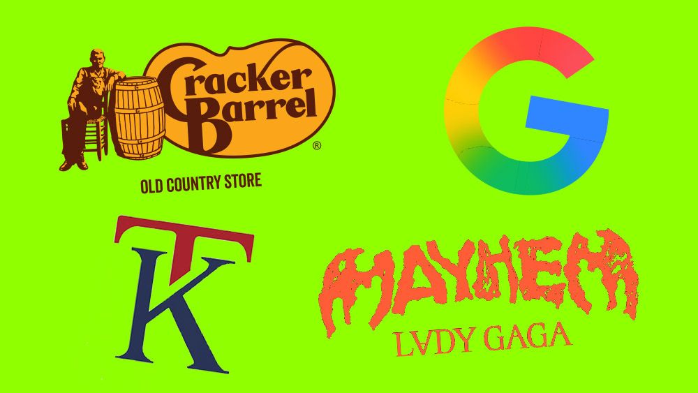 four logos on a bright green background