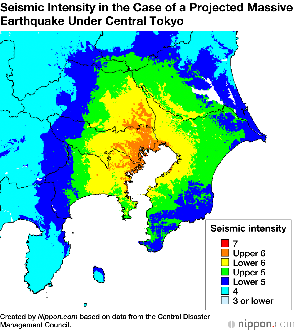 Seismic Intensity in the Case of a Projected Massive Earthquake Under Central Tokyo