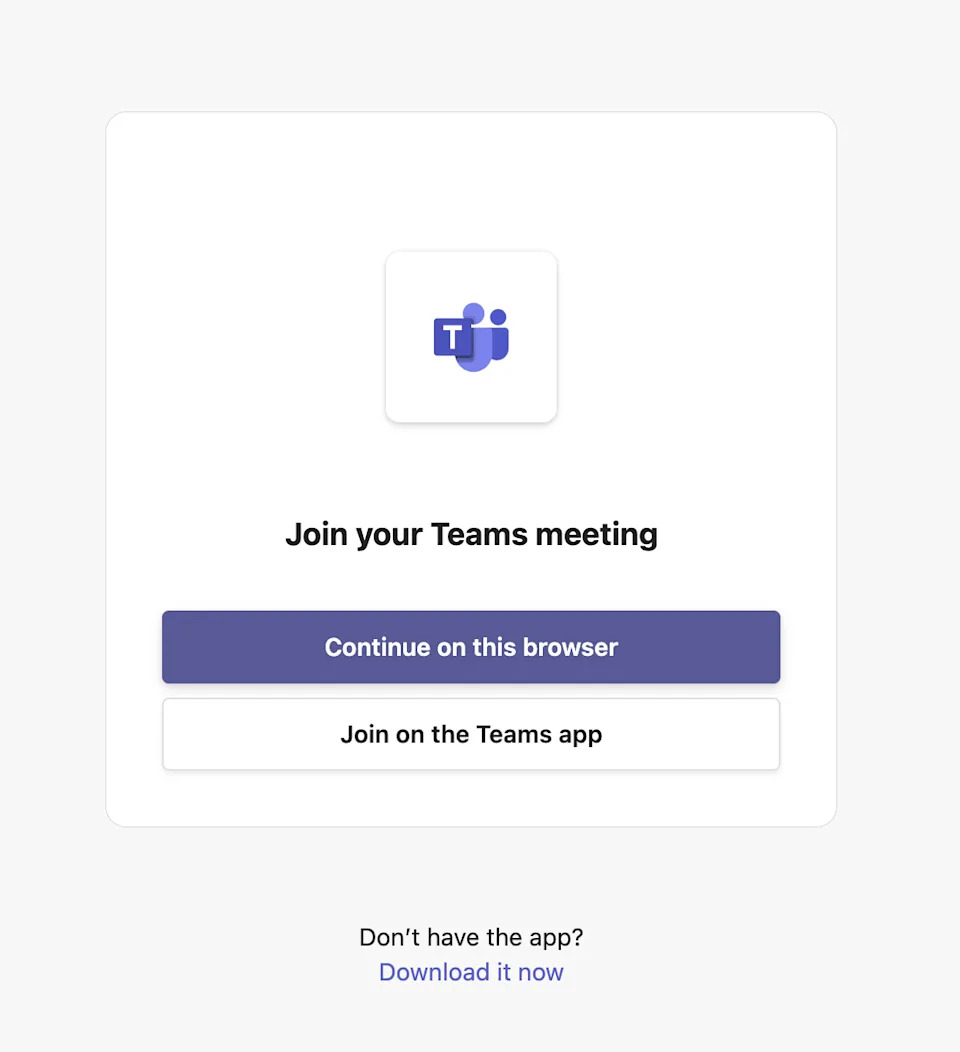 To join a live chat in a Town Hall on Teams in the browser, select "continue in the browser."