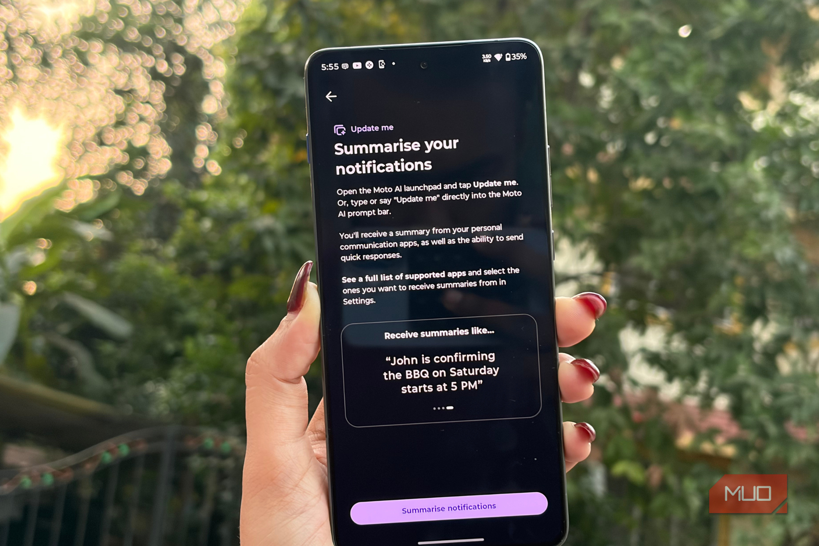 Update me feature on the Motorola Edge 70
