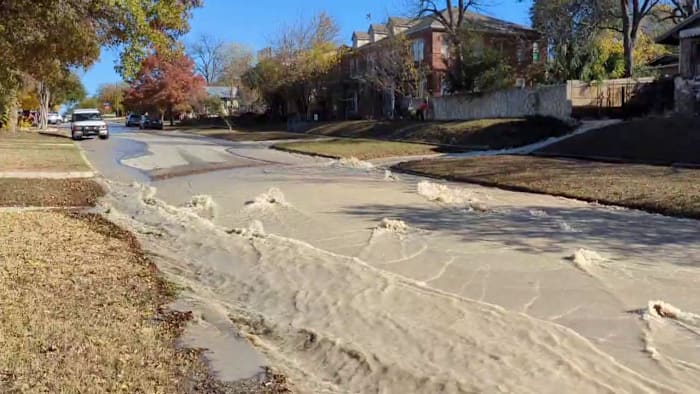 Water main break floods North Side residential street, SAWS on scene