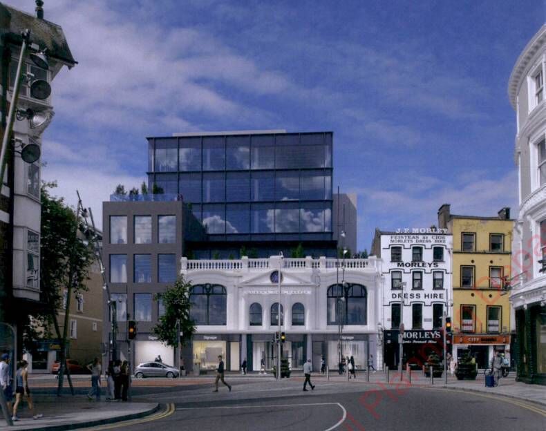 Computer generated image of the planned retail and office development at Cork's Queen's Old Castle site. Image: Model Works
