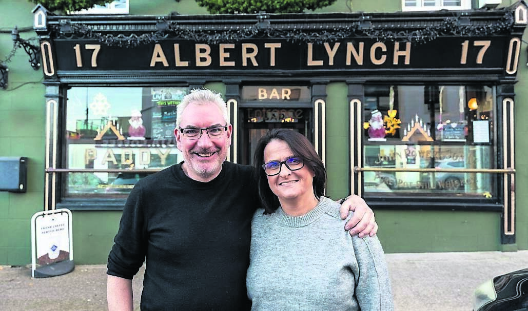 Denis and Joy Murphy outside Albert Lynch's pub in Mallow. Pictures: Noel Sweeney. 