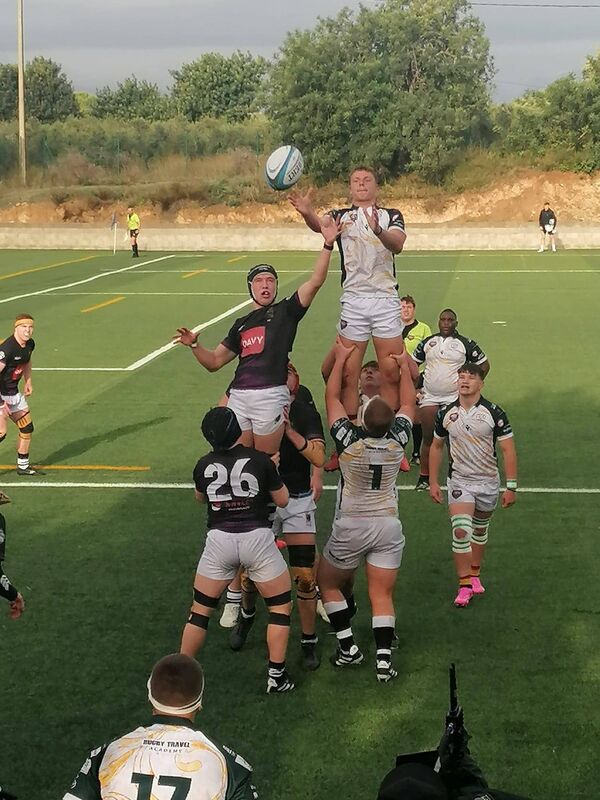 Joe Healy lifted in a lineout versus Rugby Travel Academy. Pic: Don Buckley.