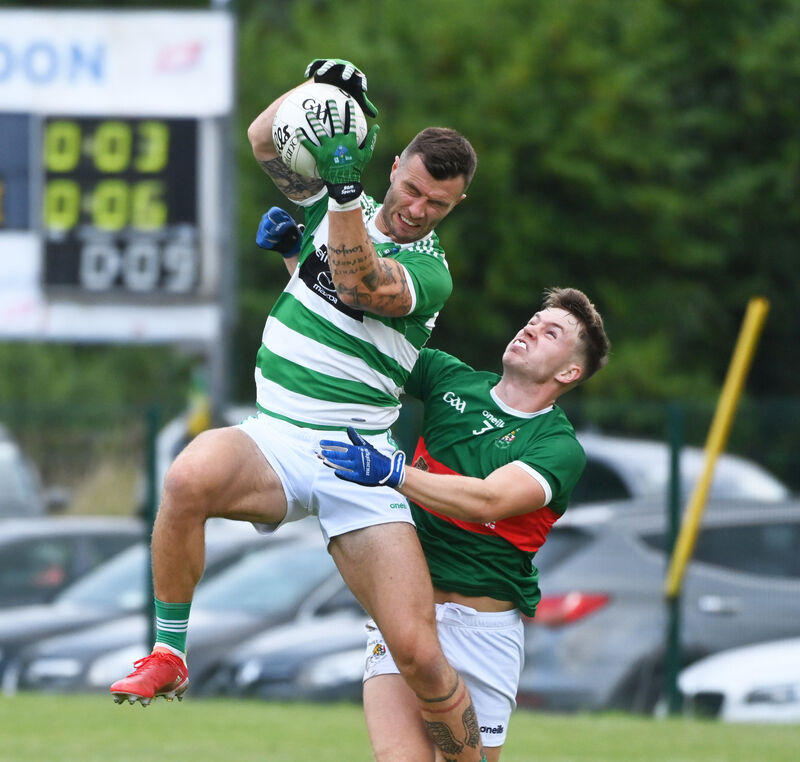 Valley Rovers' Fiachra Lynch wins the ball from Clonakilty's Dan Peet. Picture: Eddie O'Hare