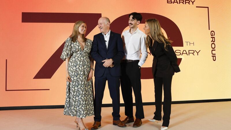  Barry Group MD Jim Barry celebrates the company's 70th year in business with his children Holly, Jamie, and Amy. Picture: Conor McCabe Photography.