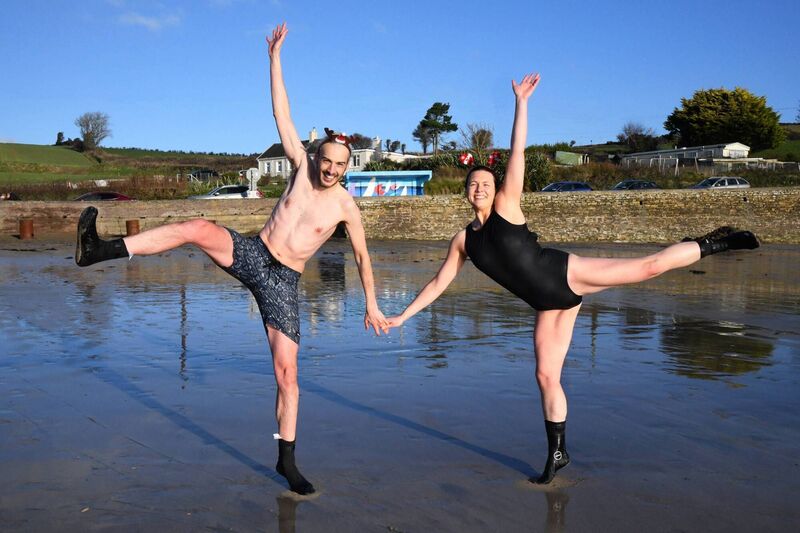 Matt Potts & Alanna Curtin, Leap & Carrigaline, at the Roberts Cove Christmas Day Swim, 25th December 2025. Photo Siobhán Russell