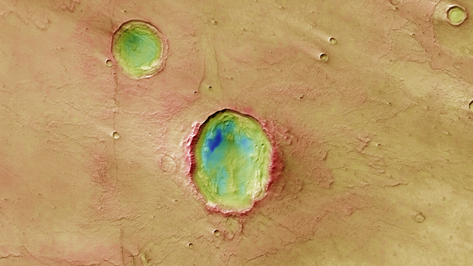 A topographic map showing the various elevations within the butterfly crater