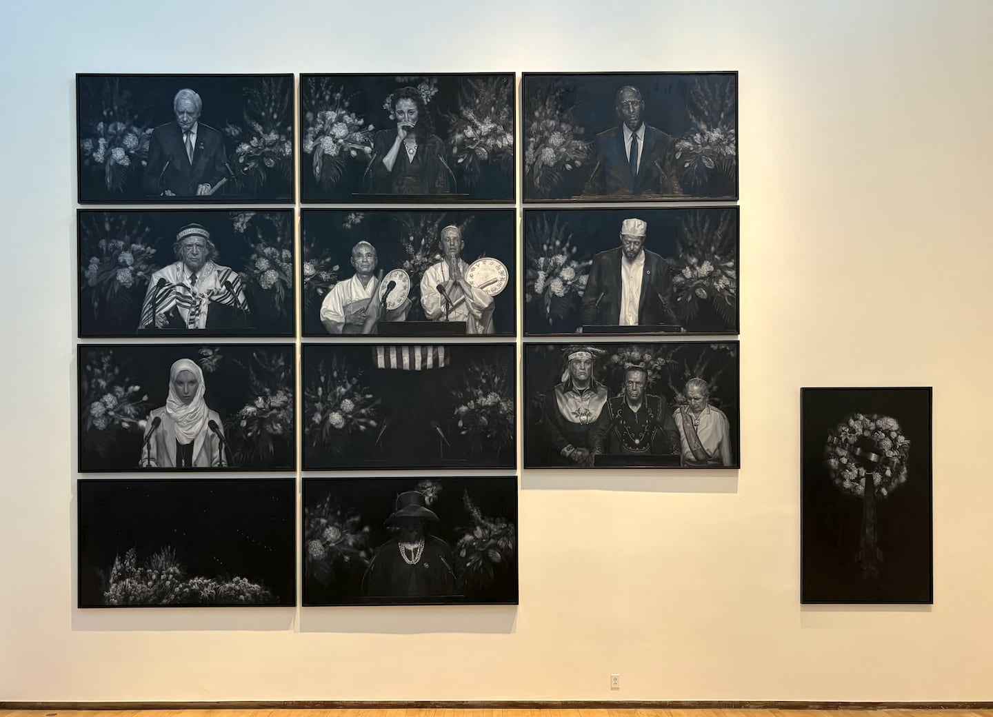 Vincent Valdez, "The Beginning is Near, An American Trilogy, Ch. 2: "Dream, Baby, Dream," 2018. Installed at Mass MOCA in "Vincent Valdez: Just a Dream ..."