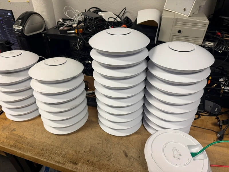 One electronics recycling employee came across boxes of used Ubiquiti access points devices at work.