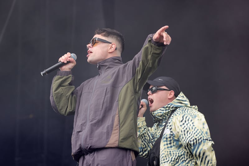 Kneecap's Móglaí Bap and Mo Chara at Electric Picnic 2025. Photograph: Alan Betson