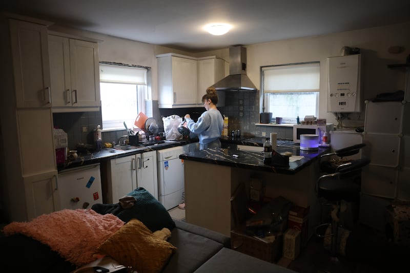 Oriel Corway in her rented studio flat