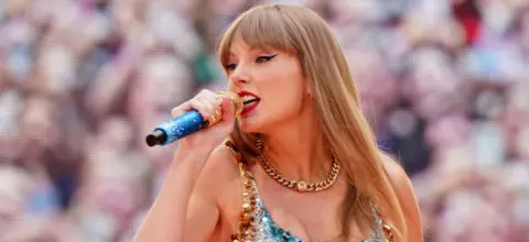 Getty Images Taylor Swift performs her first London concert at Wembley Stadium, during the Eras Tour. Picture date: Friday June 21, 2024. 