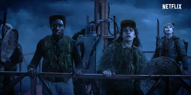 Dustin and Lucas join the rest of the group in the Upside Down