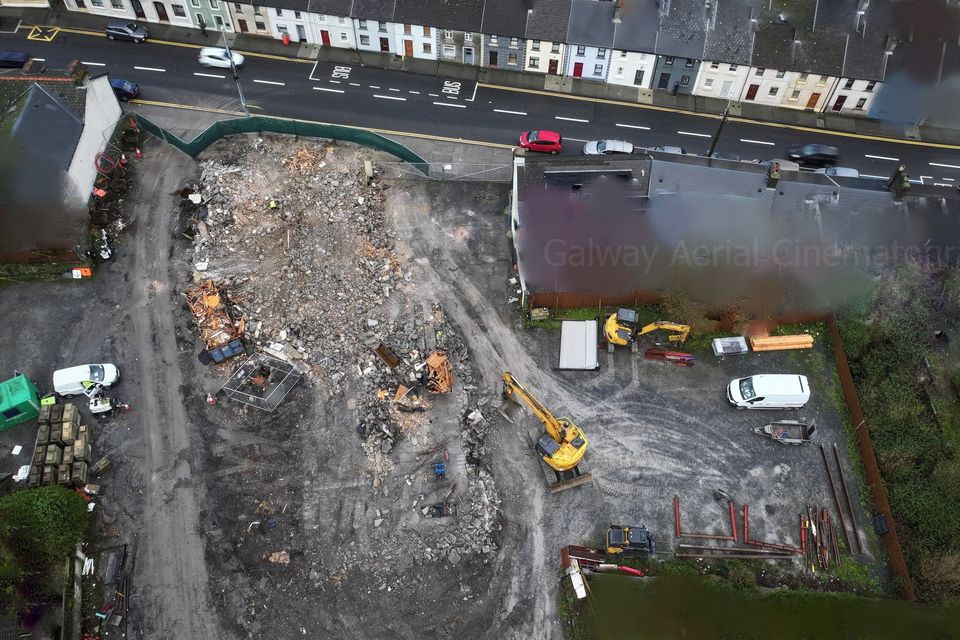 An aerial view of demolished Tonery's Bar in Bohermore, which will see the construction of a major new hotel development PIC CREDIT:
Galway Aerial Cinematography
