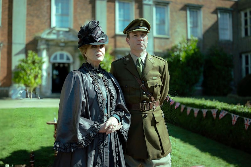 Joanna Lumley and Tobias Menzies in A Ghost Story for Christmas: The Room in the Tower. Photograph: BBC/Adorable Media/Joe Duggan 