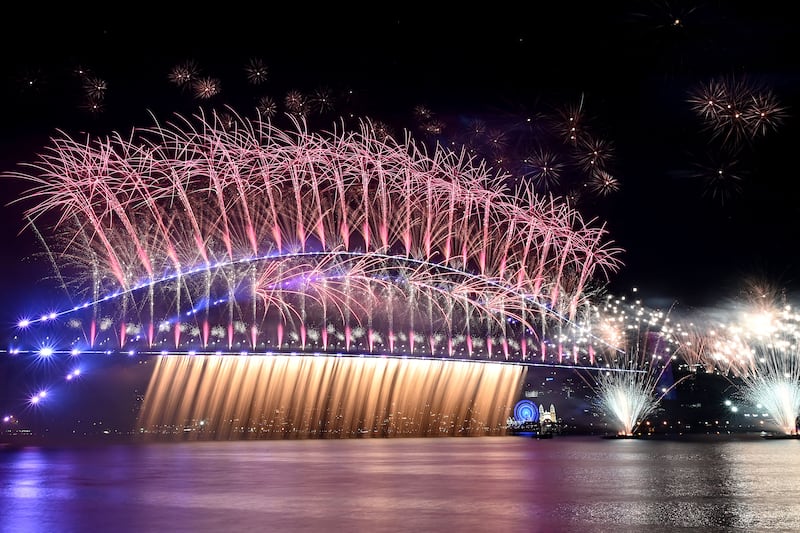 New Year's Eve fireworks light up the sky over the Harbour Bridge during the fireworks display in Sydney on January 1st, 2023. Photograph: Muhammad Fardoq/AFP via Getty