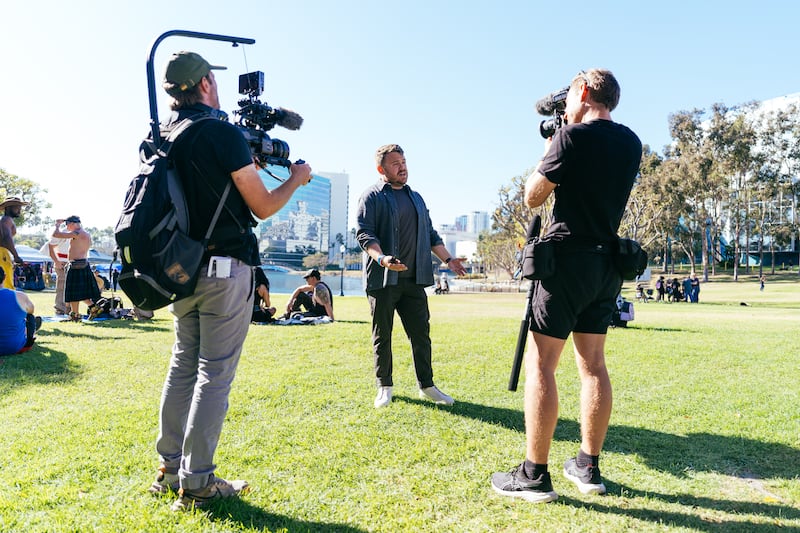 Donie O'Sullivan on camera for CNN's Devoted series. Photograph: Kit Karzen
