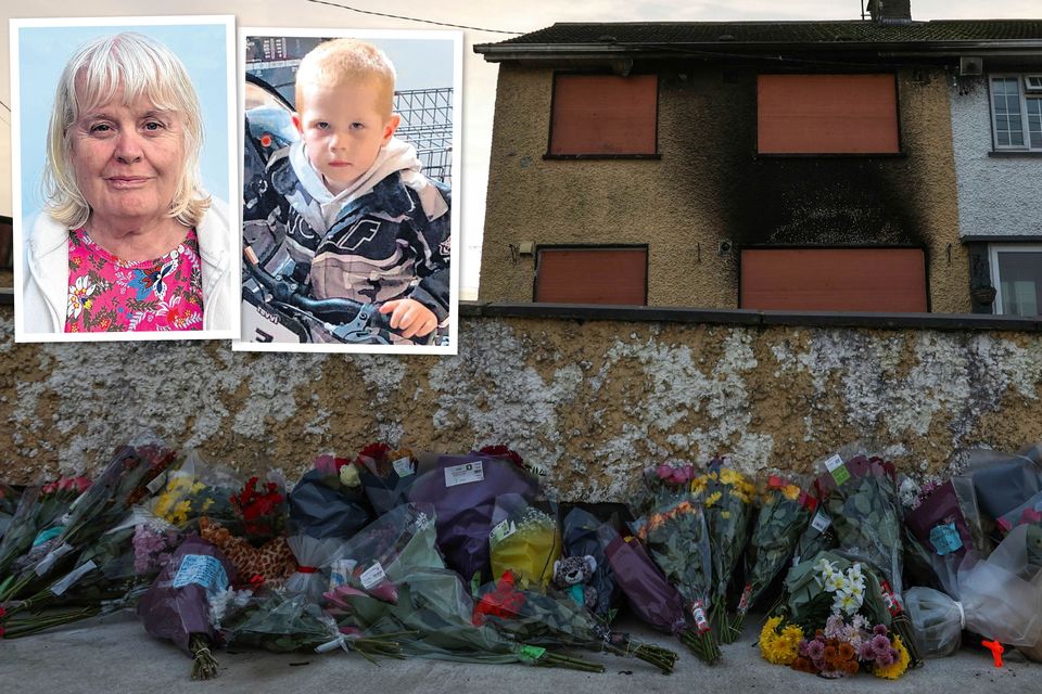 Mary Holt (60) and her grand-nephew Tadgh Farrell (4), died after a petrol bomb was thrown into their house in Edenderry, Co Offaly. Main photo: Colin Keegan