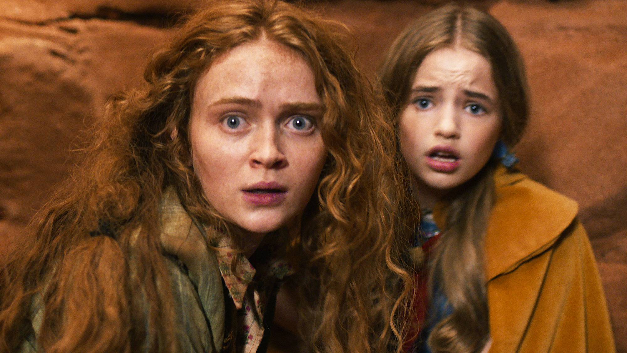 Sadie Sink as Max Mayfield and Nell Fisher as Holly Wheeler in "Stranger Things" season 5 part 2